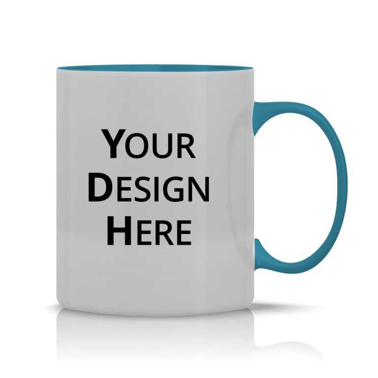 Customized Dual Tone Sky Blue Mugs